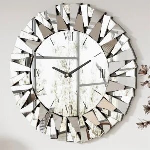 Large 3D Mirrored Wall Clock