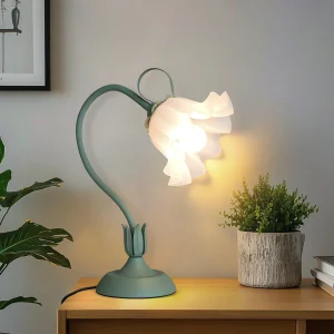 Vintage bedside flower lamp, ( green)