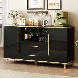 55" Cabinet with 2 Drawers and Wine Glass Holder