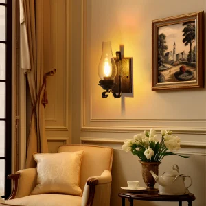 2 Vintage Wall Lights Black and Gold