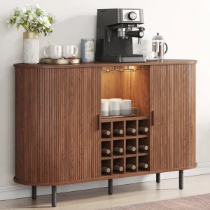 Wine Bar Cabinet w/ Wine Rack, Glass Holder