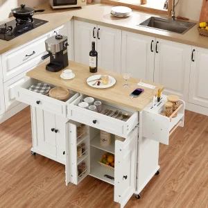 60" Mobile Kitchen Islands  with Power Outlet