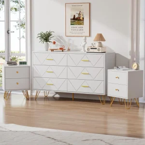 6 Drawer Dresser and 2 Night Stand,